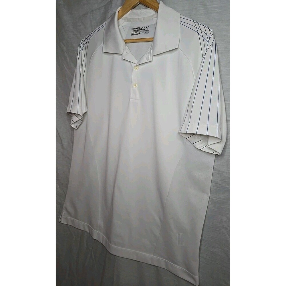 Nike Golf Tour Performance Dri Fit Polo Shirt, Men's Sz Lg, White W/ Stripes - Picture 3 of 9